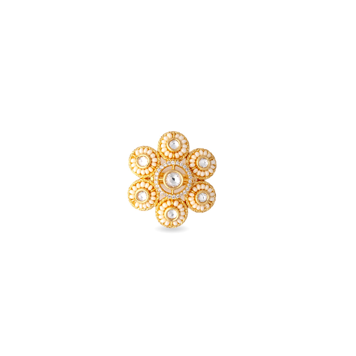 Kundan Moti Wala Phool Ring