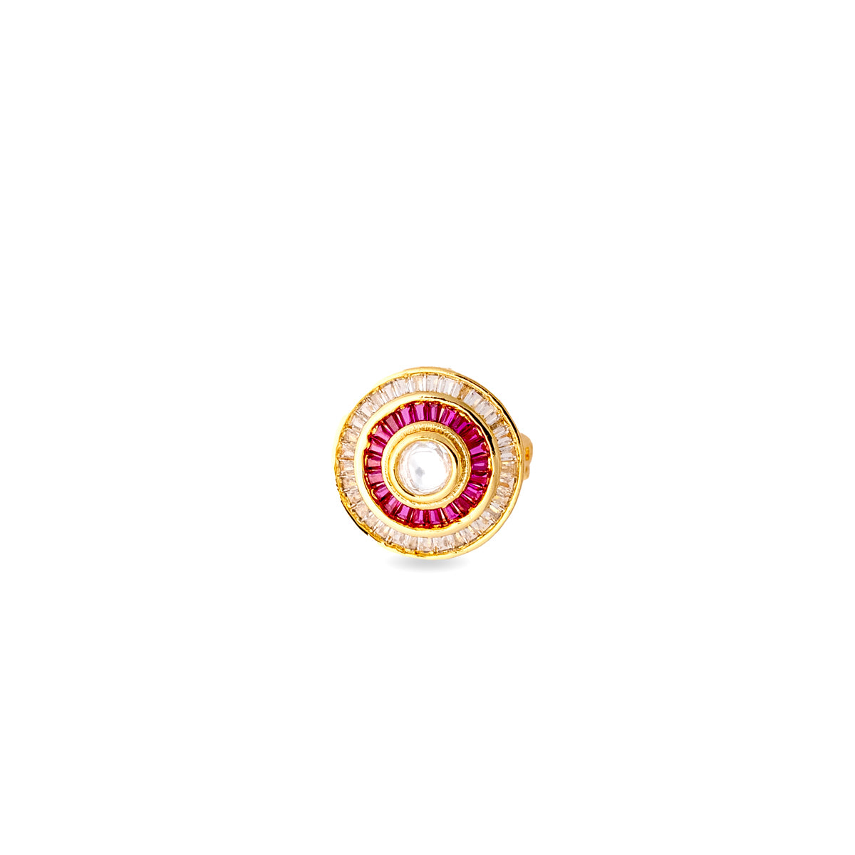 White Kundan Circle Ring