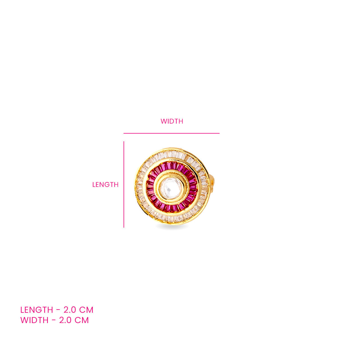 White Kundan Circle Ring