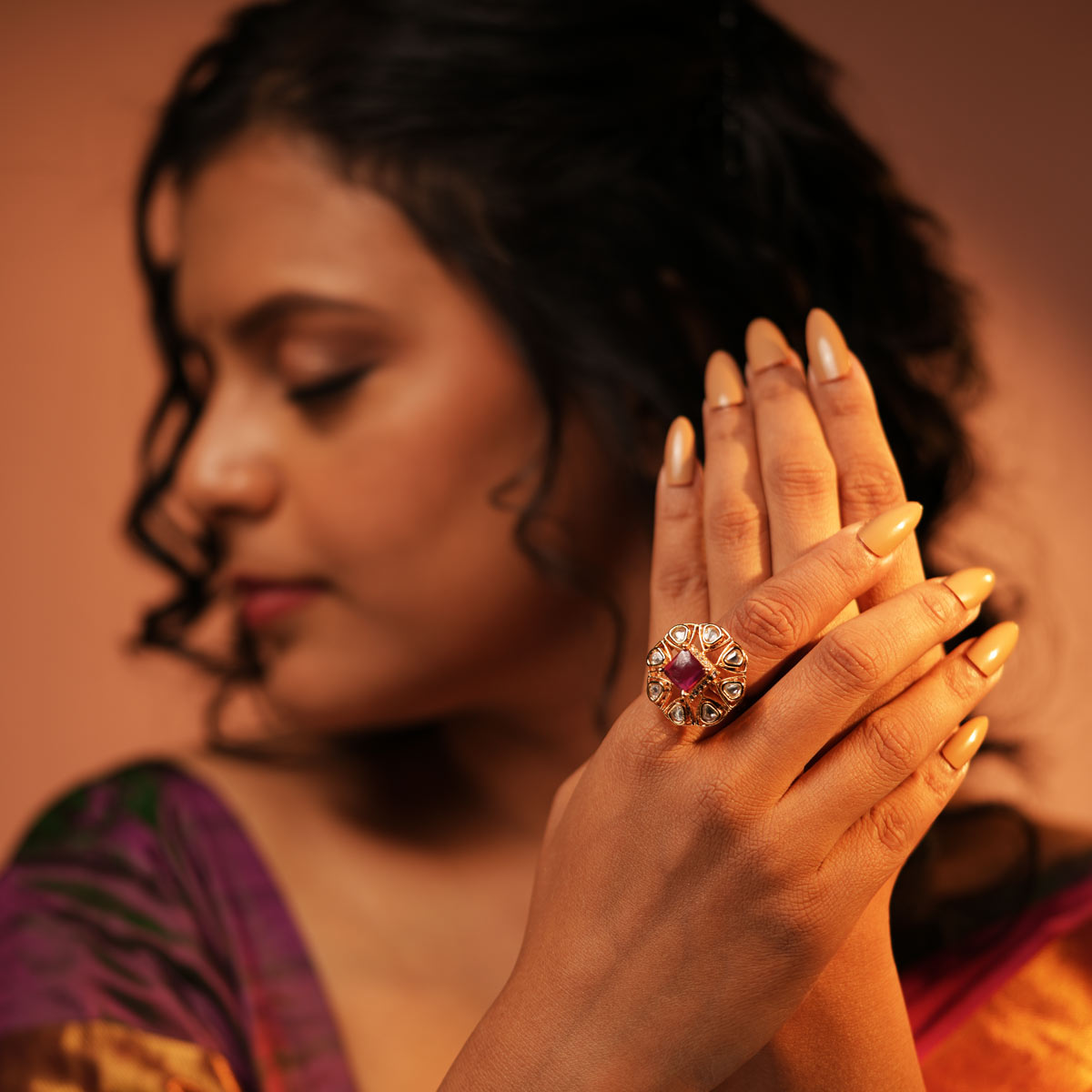 Ruby Glow Kundan Ring