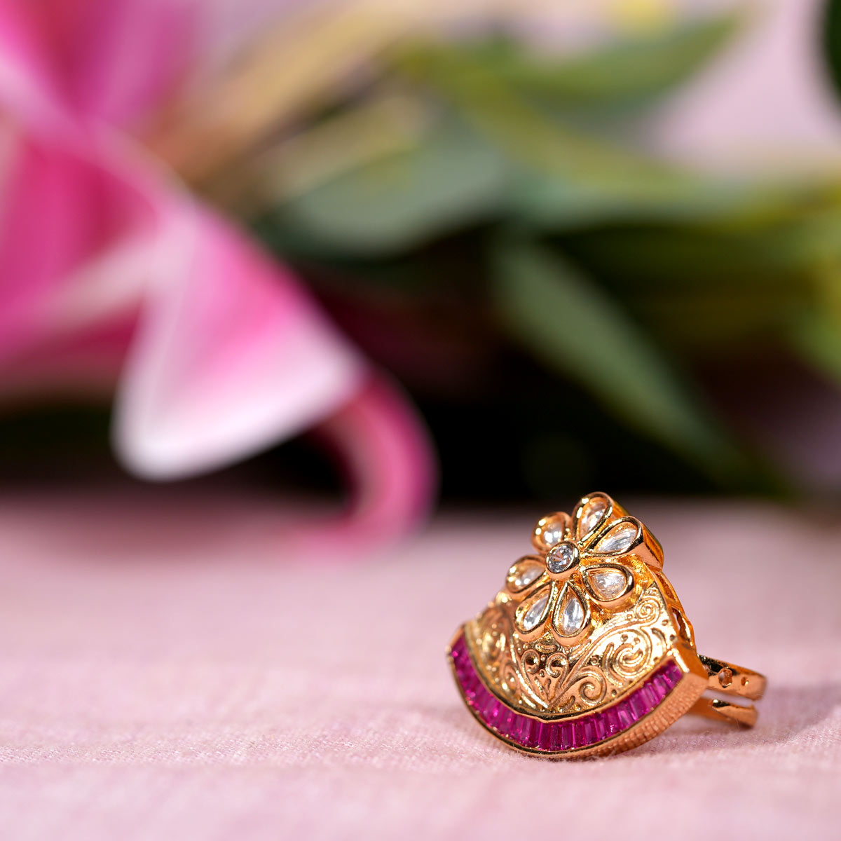 Phool Ruby Fan Ring