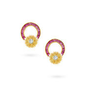 Gulabi Phool Half Round Earrings