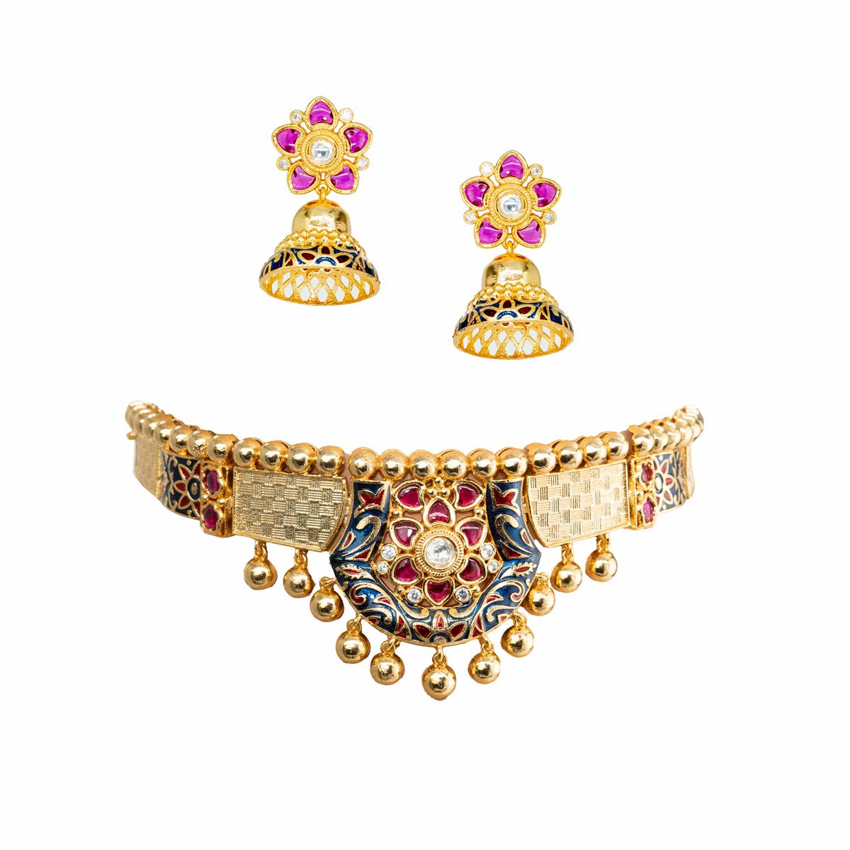 Traditional Meenakari Choker Set