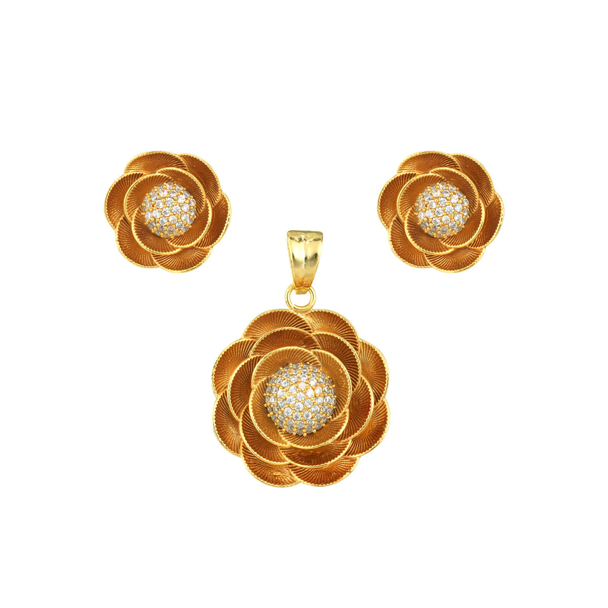 Floral Pendant Set with Stud Earrings