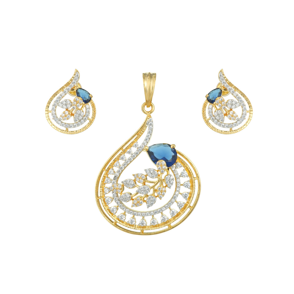 Floral Teardrop Pendant Set with Earrings