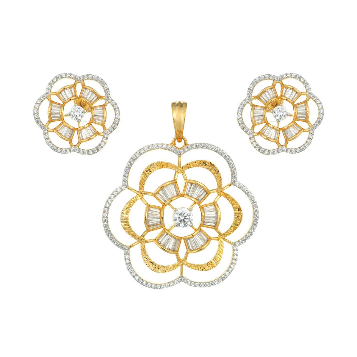 Elegant Floral Pendant Set with Earrings