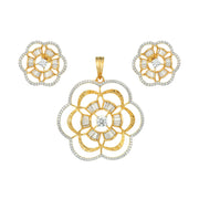 Elegant Floral Pendant Set with Earrings