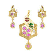 Meenakari Floral Pendant Set