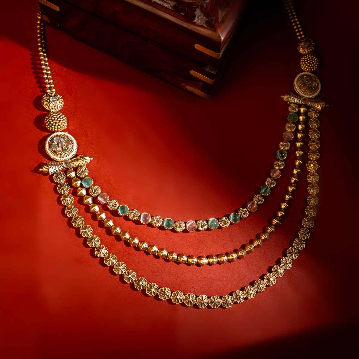 Triveni Gold-Plated Multi-Layer Necklace