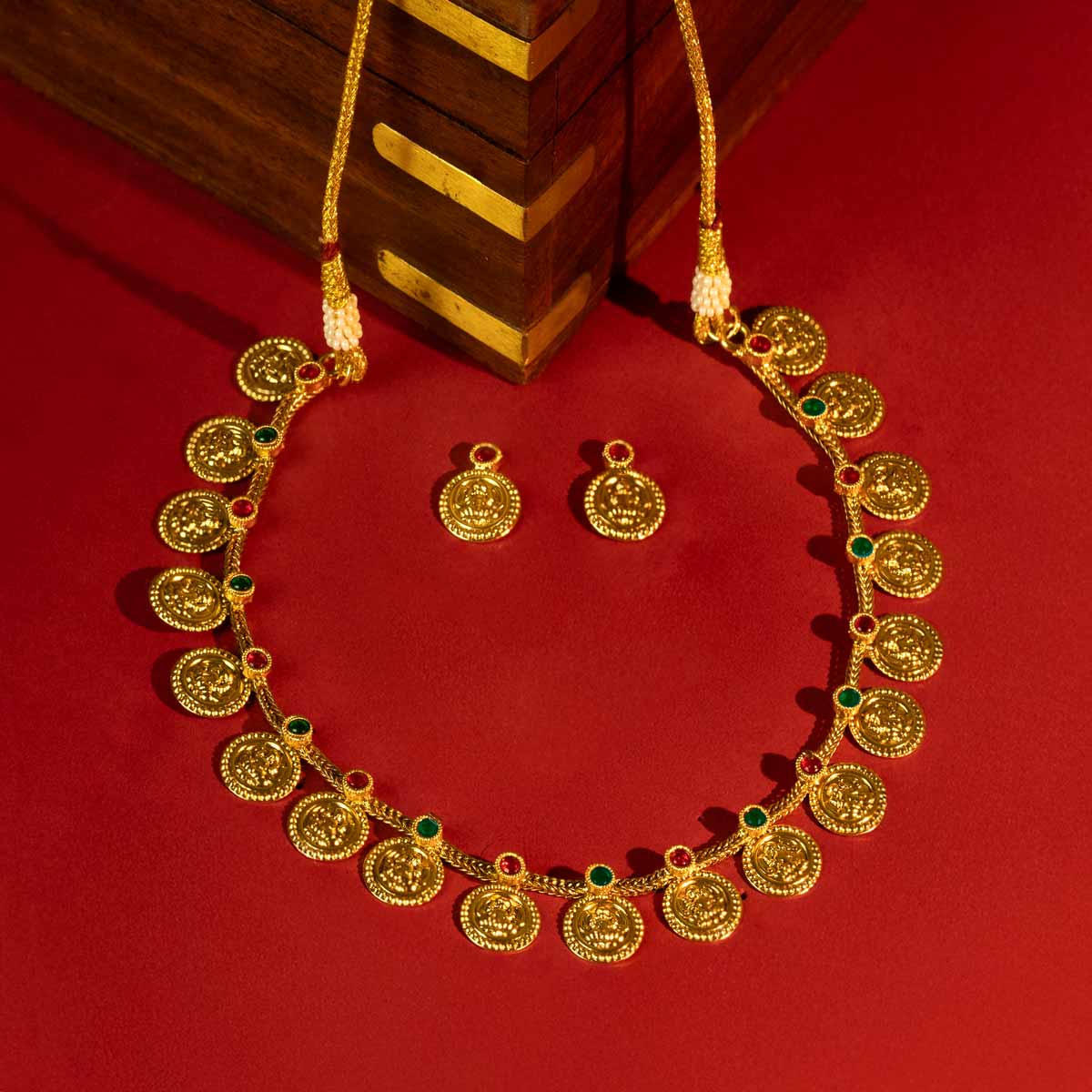 Coin Pendant Choker Necklace Set