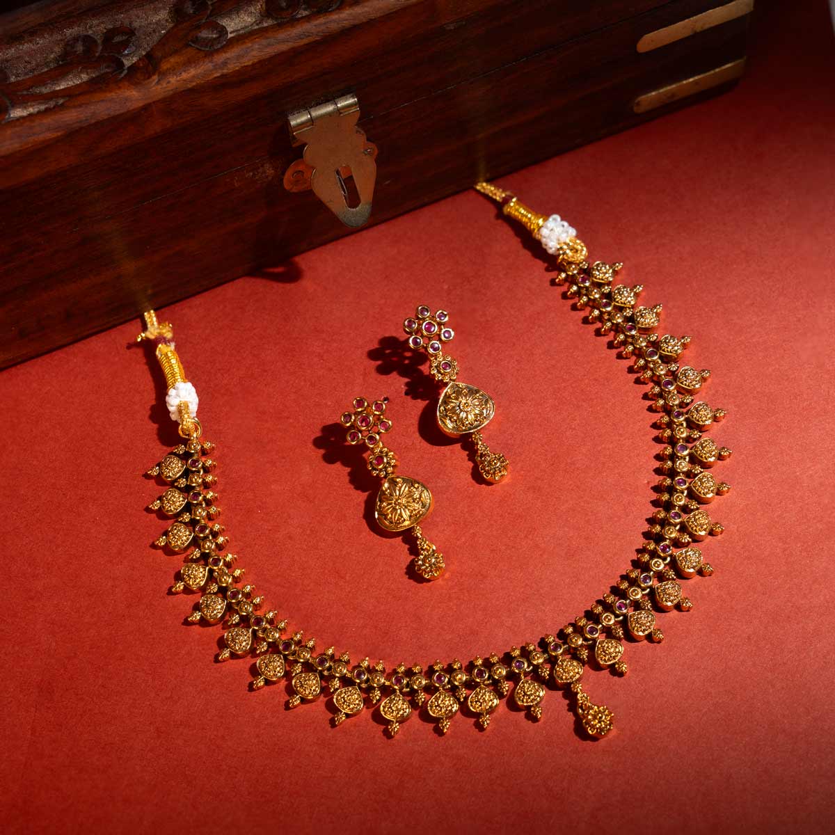 Golden Goddess Temple Necklace Set