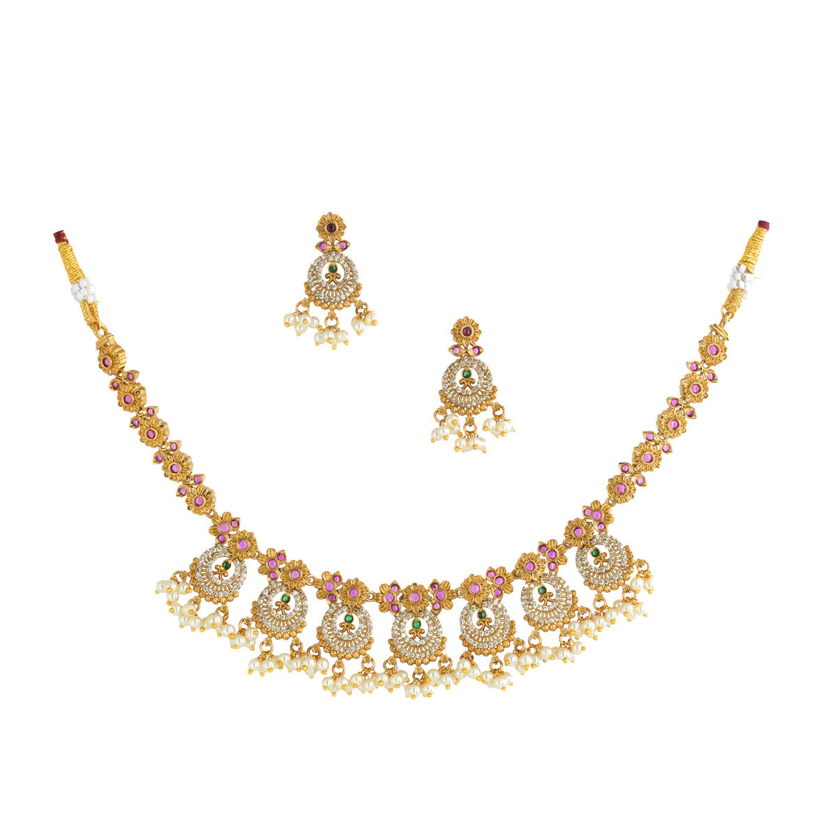 Royal Swirl Jhumka Necklace Set