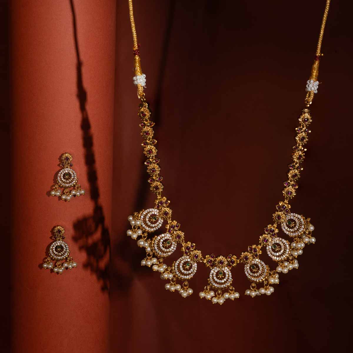 Royal Swirl Jhumka Necklace Set