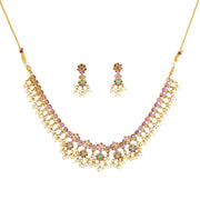 Pearl Bloom Jhumka Necklace Set