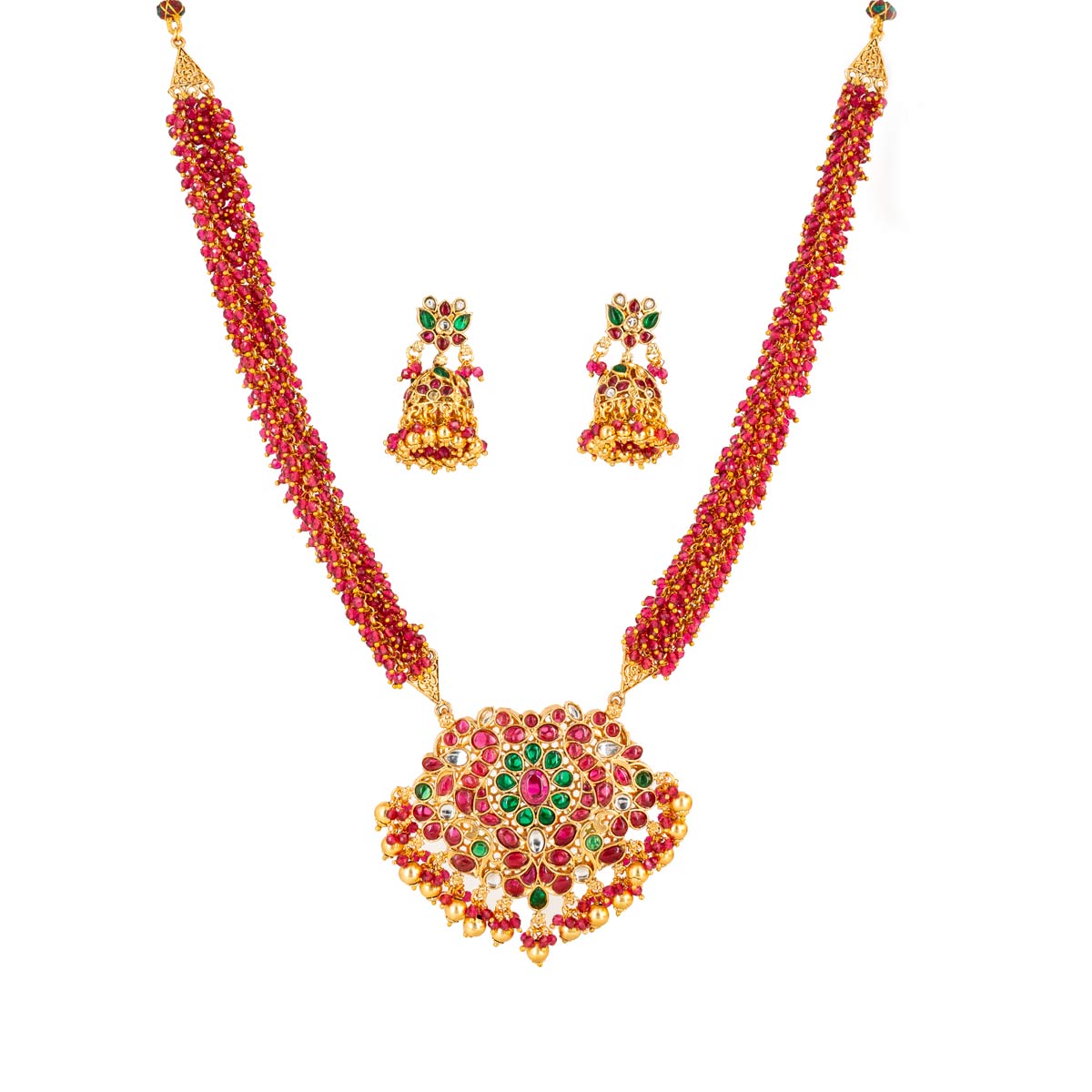 Ruby and Emerald Bridal Necklace Set