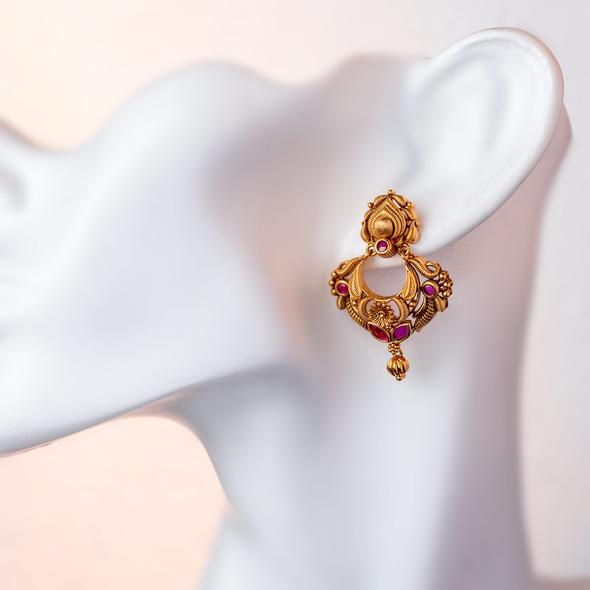 Floral Grace Gold Drop Earrings