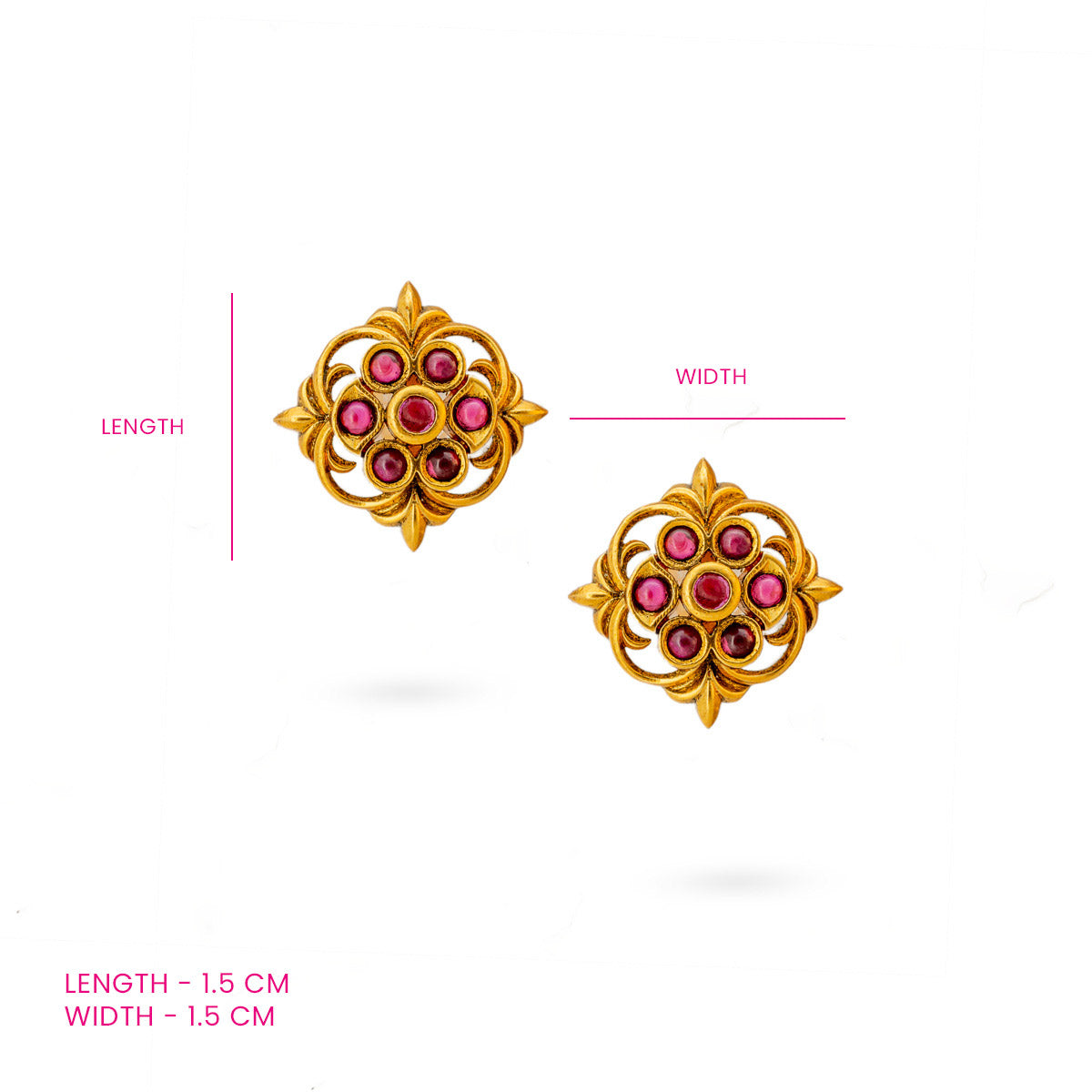 Antique Ruby Floral Studs