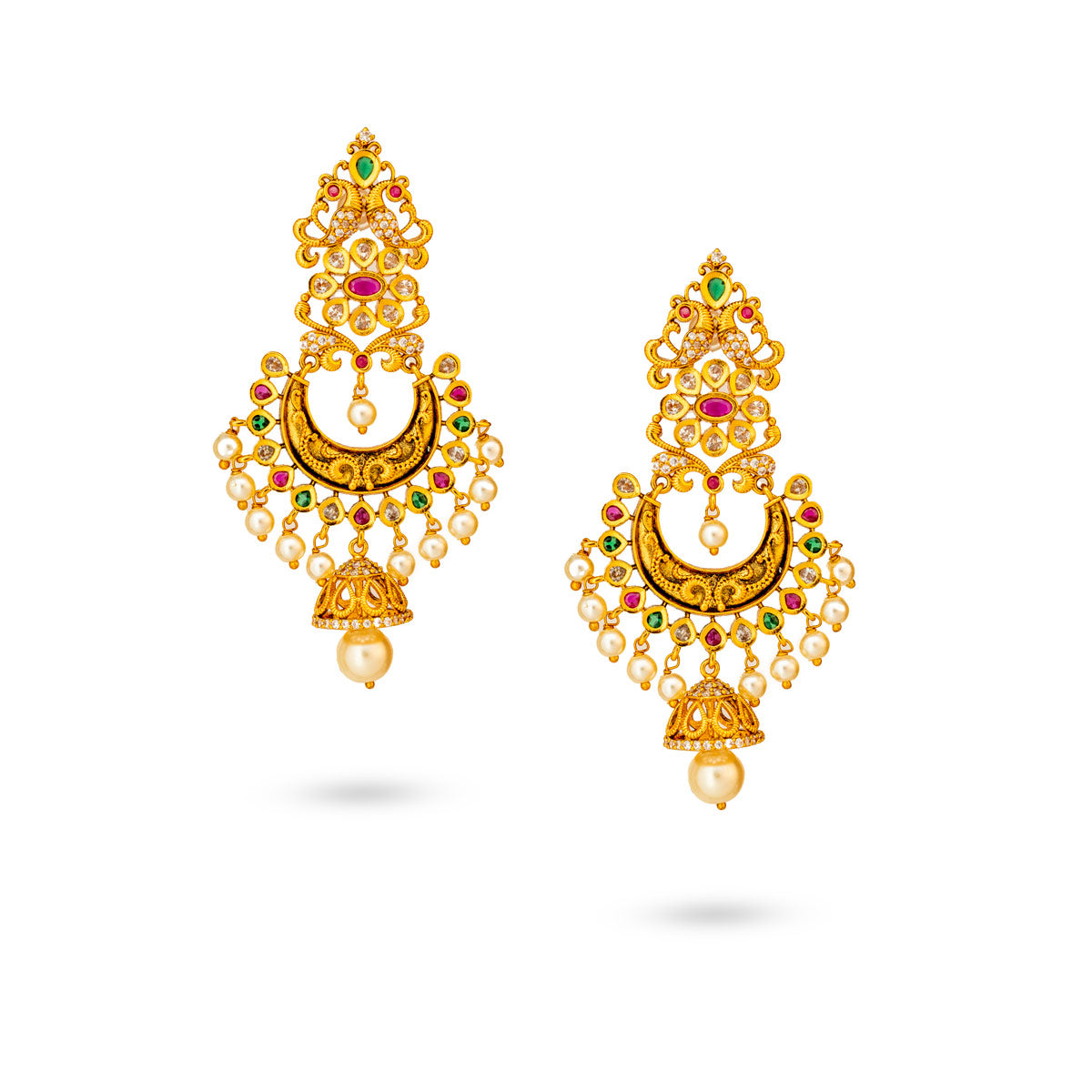 Royal Pearl-Studded Crescent Earrings