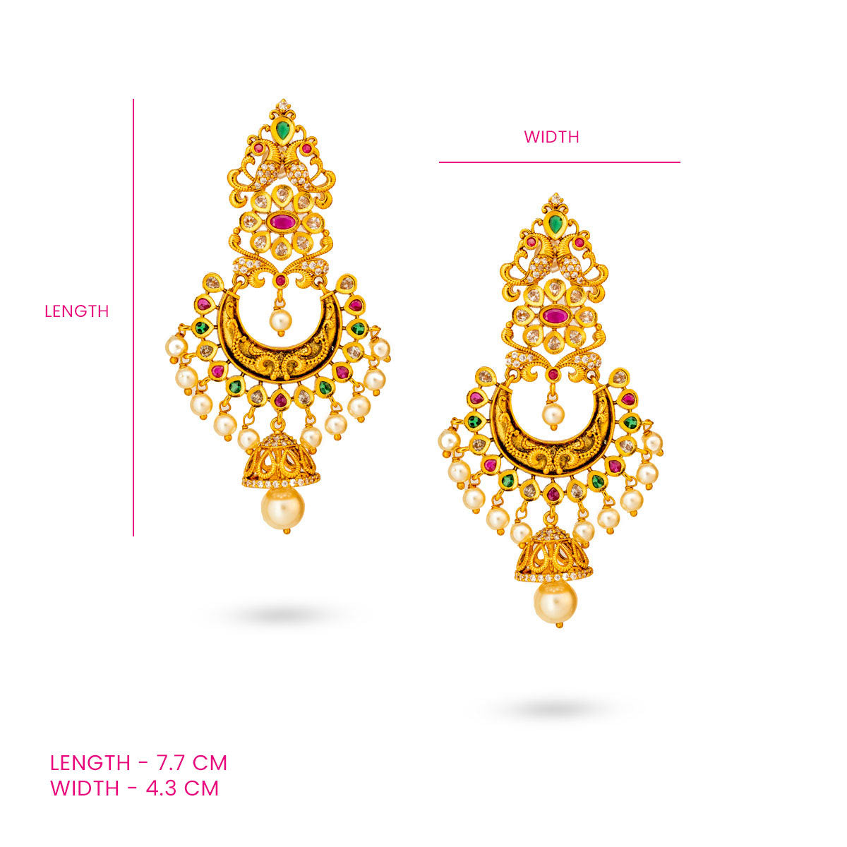 Royal Pearl-Studded Crescent Earrings