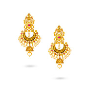 Royal Pearl-Studded Crescent Earrings