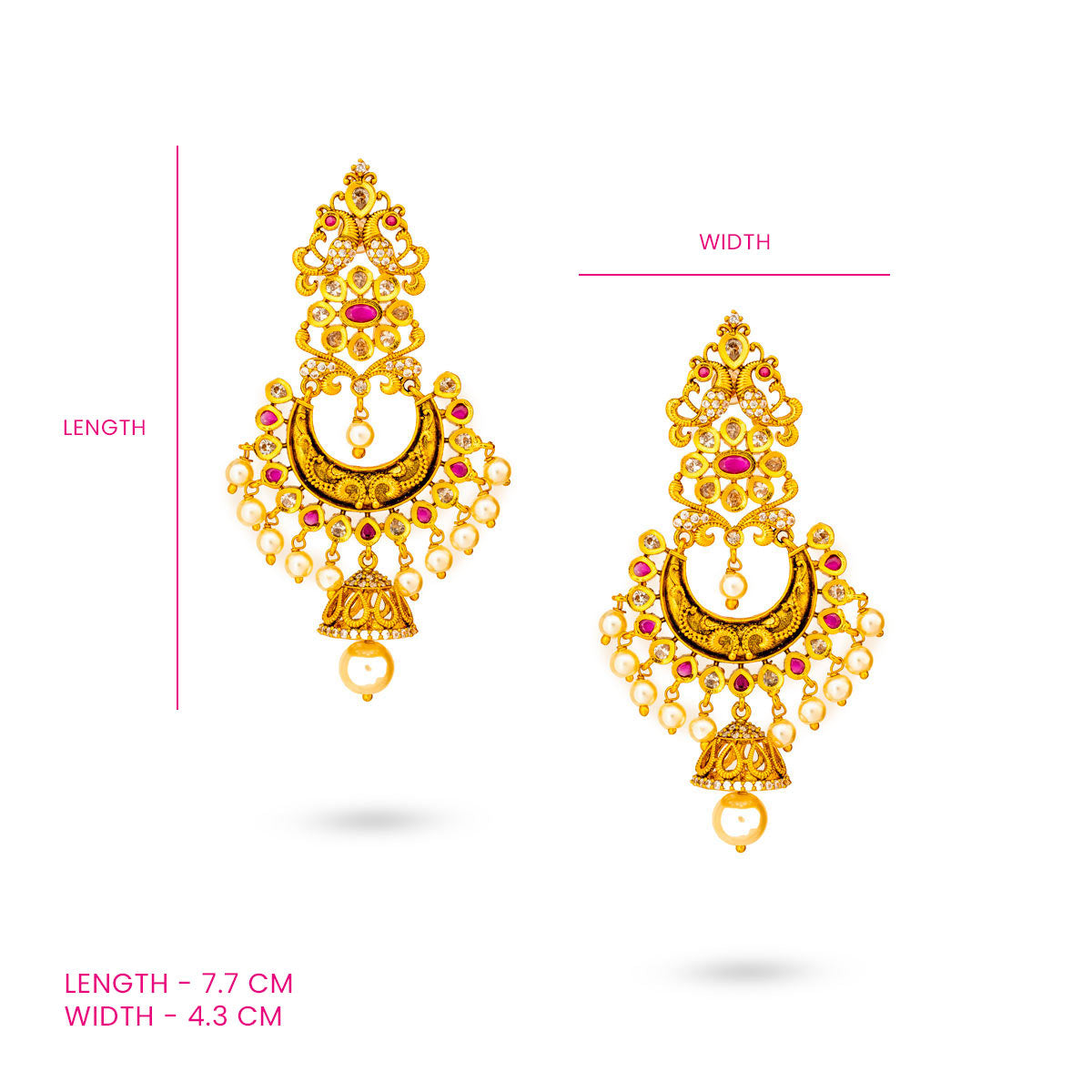 Royal Pearl-Studded Crescent Earrings