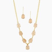 Gold-Plated Beige Stone Necklace Set