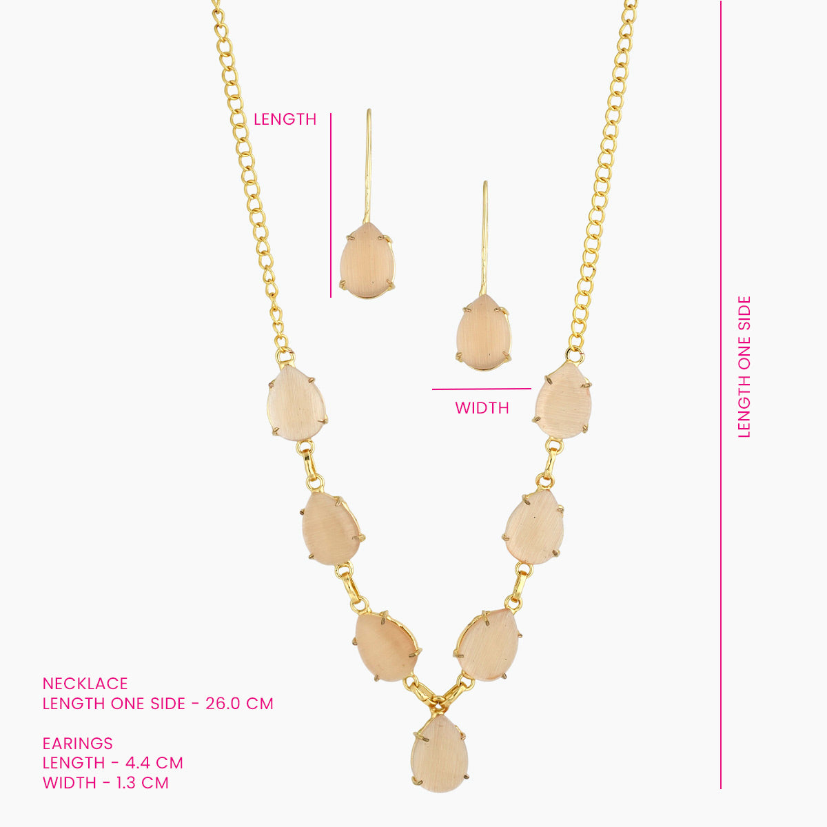 Gold-Plated Beige Stone Necklace Set