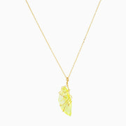 Gold-Plated Yellow Glass Pendant Necklace