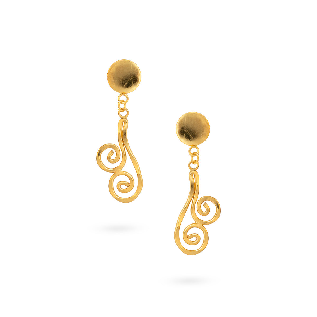 Gold-Plated Abstract Swirl Drop Earrings