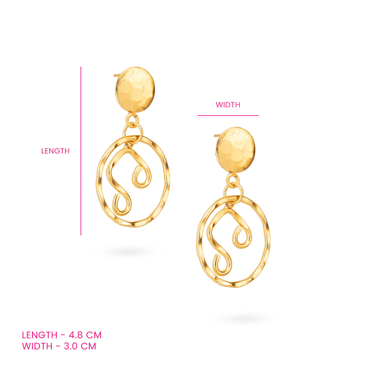 Gold-Plated Hammered Abstract Loop Earrings