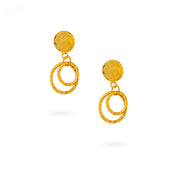 Textured Gold-Plated Dual Circle Earrings