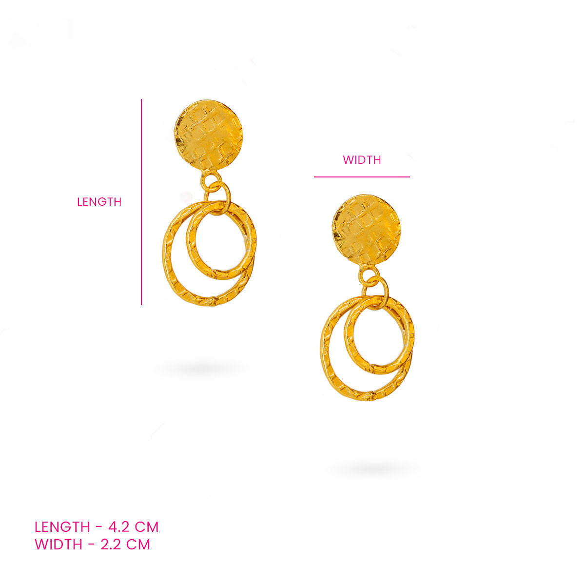 Textured Gold-Plated Dual Circle Earrings