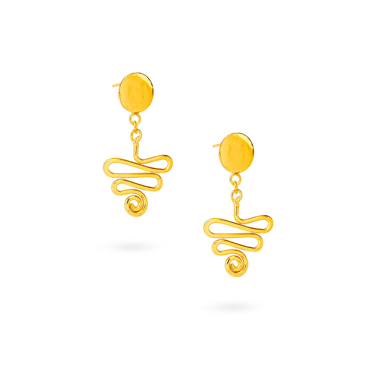 Contemporary Gold-Plated Abstract Swirl Earrings