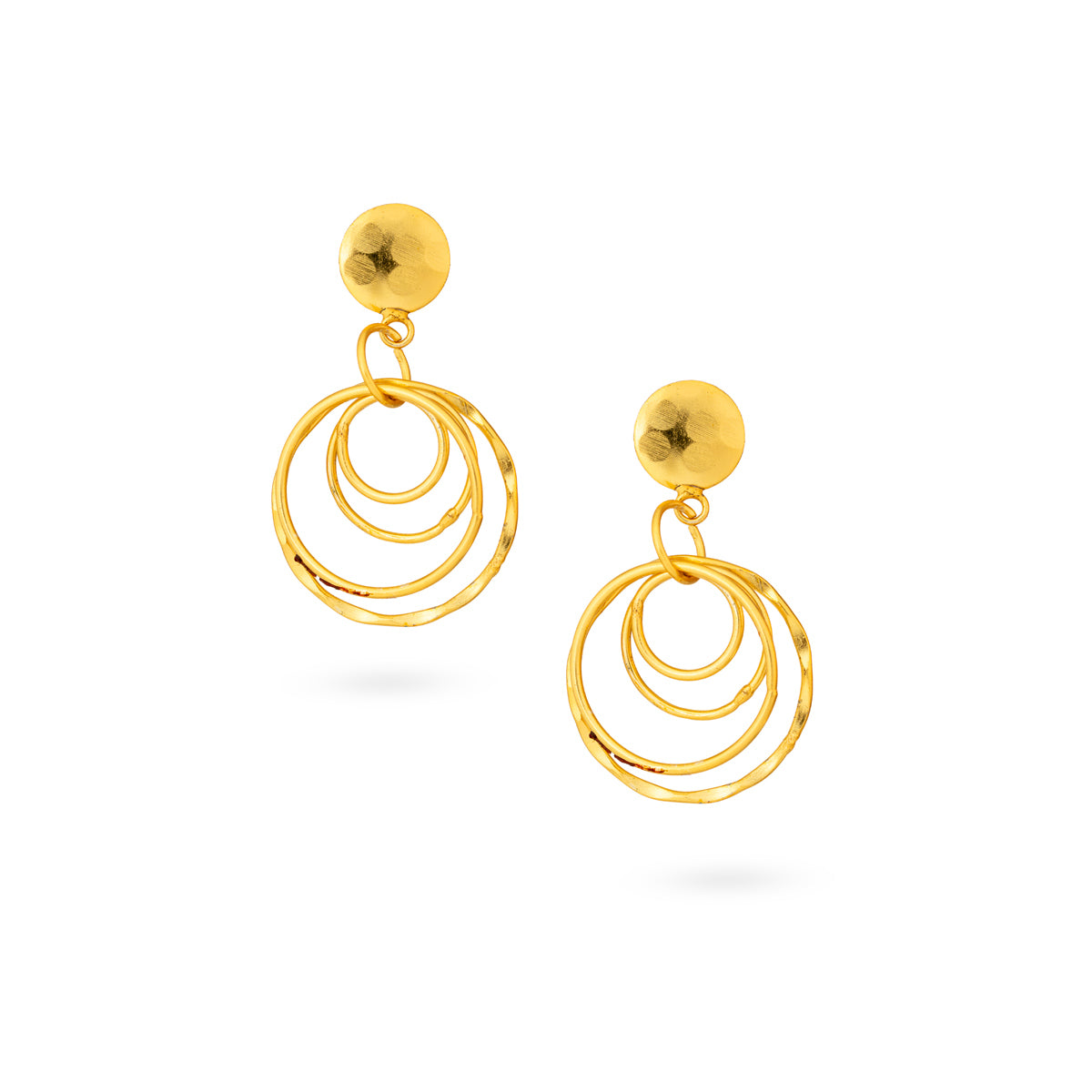 Gold-Plated Multi-Ring Statement Earrings