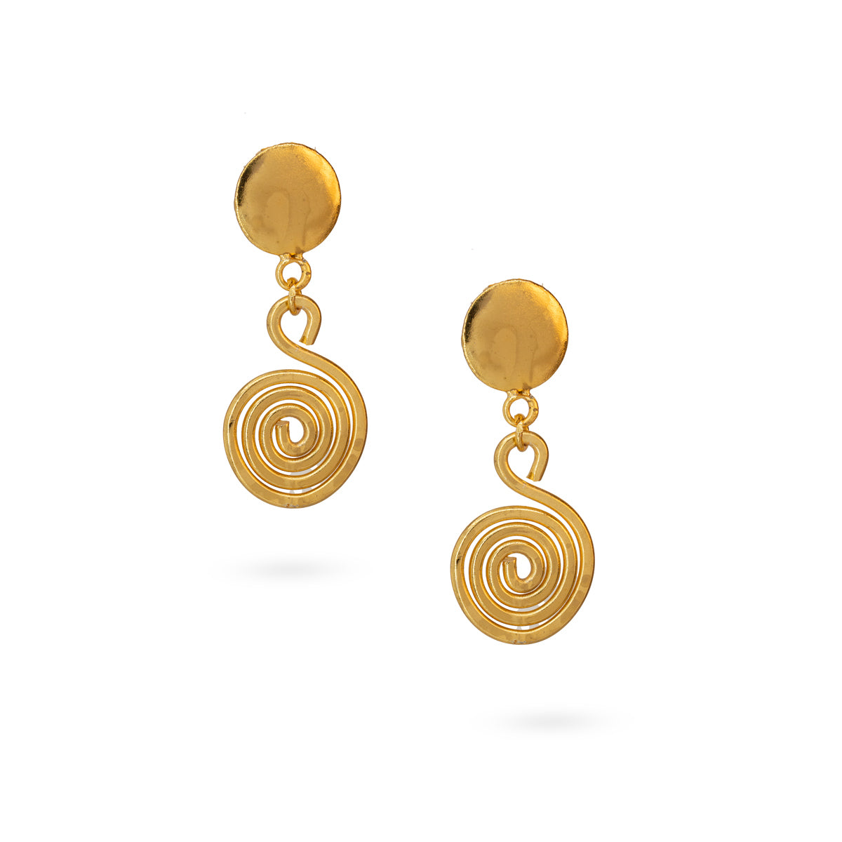 Gold-Plated Curled Drop Earrings