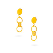 Gold-Plated Interlocked Circle Drop Earrings