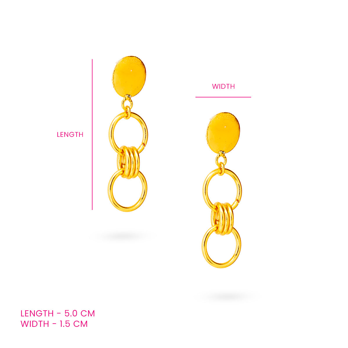 Gold-Plated Interlocked Circle Drop Earrings