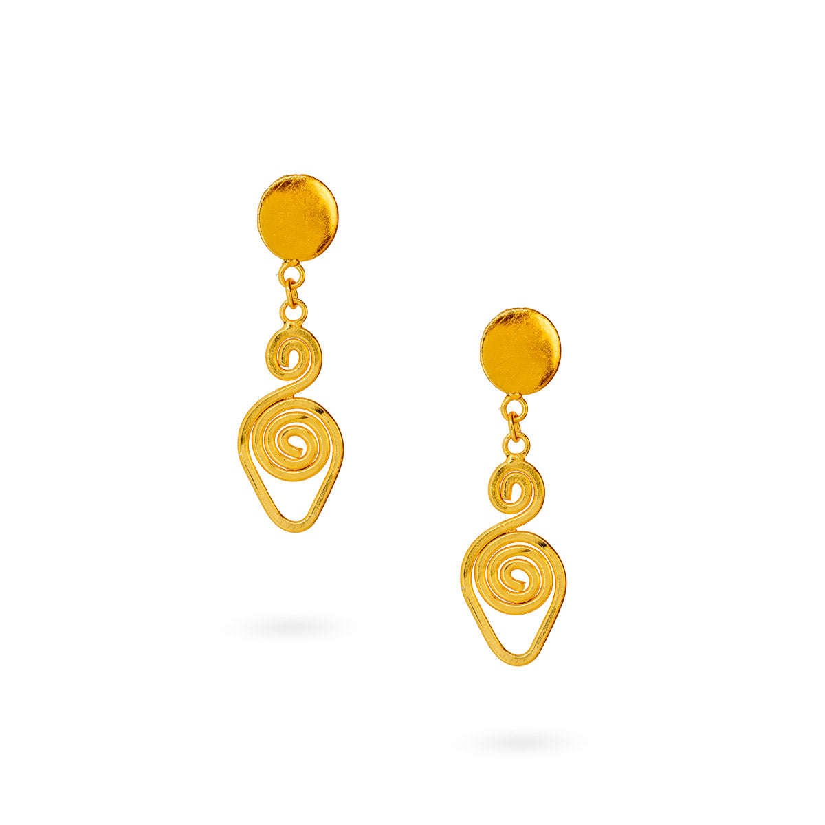 Golden Curled Loop Earrings