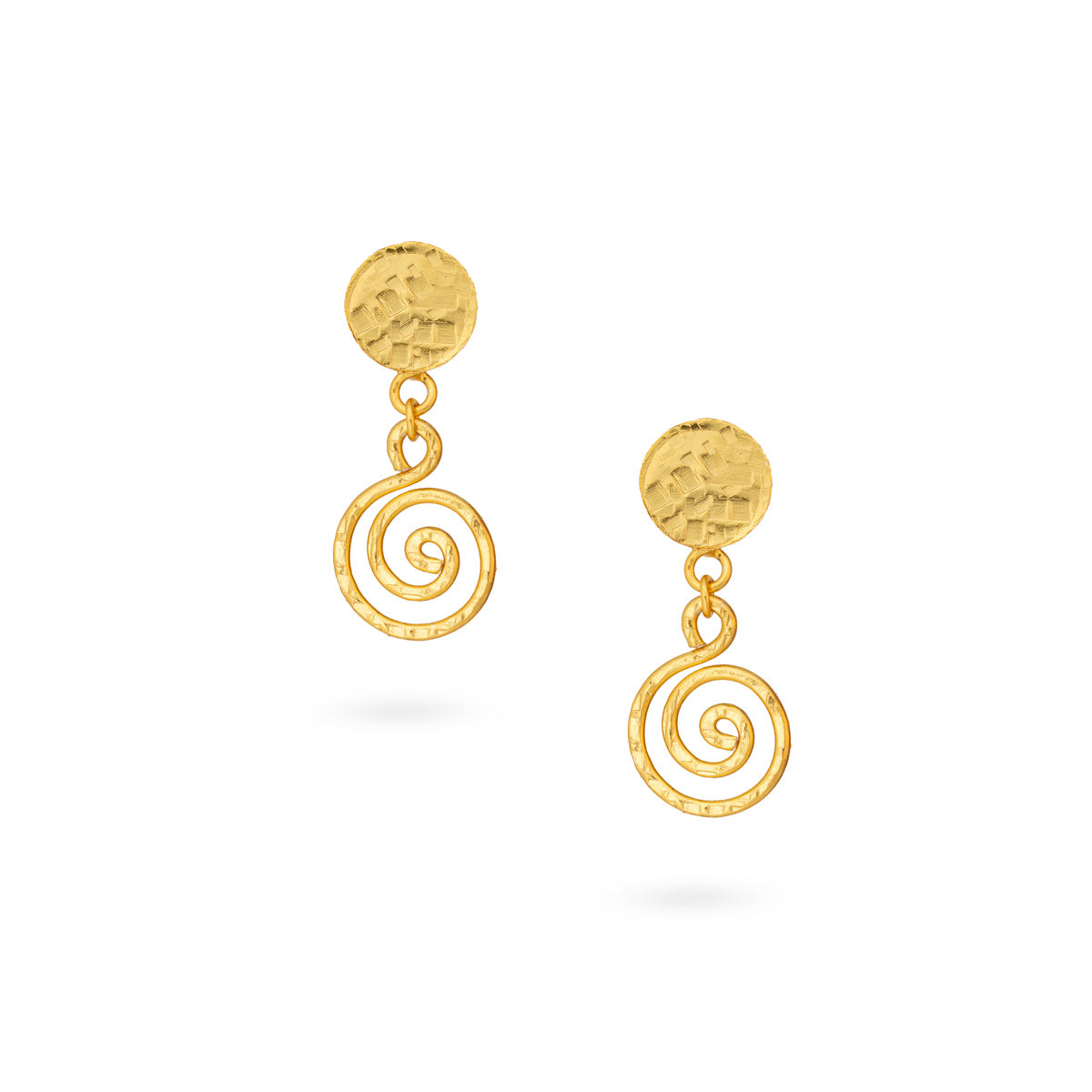 Textured Golden Double Spiral Earrings