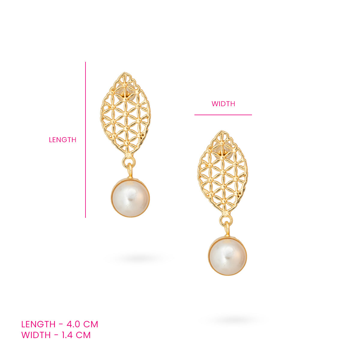 Golden Filigree Pearl Drop Earrings