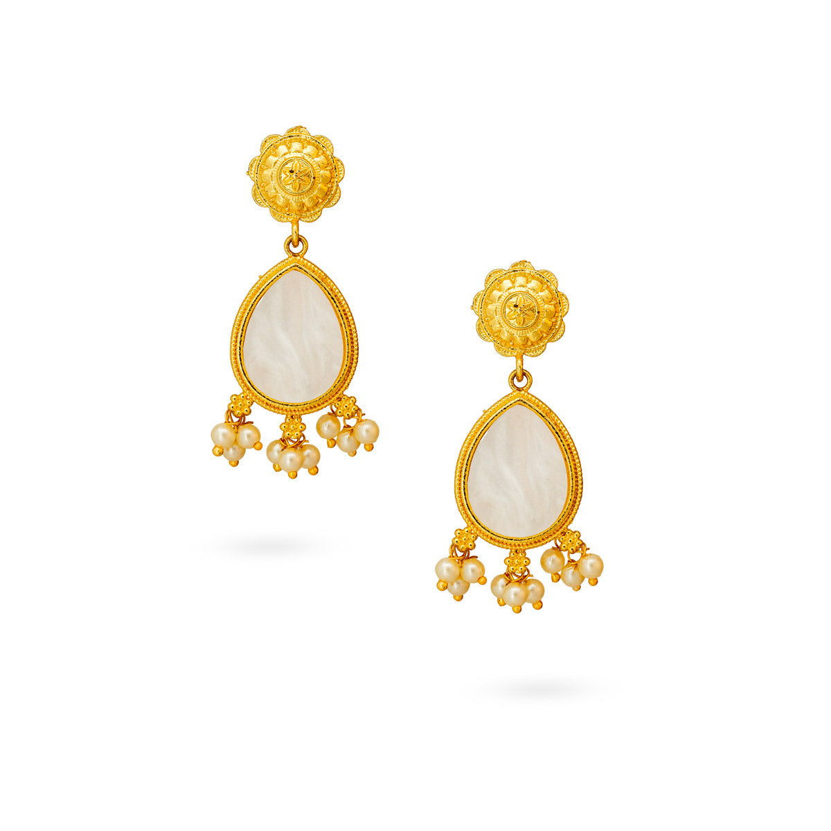 Gold-Plated Teardrop Pearl Earrings