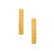 Intricately Designed Long Geometric Gold Earrings