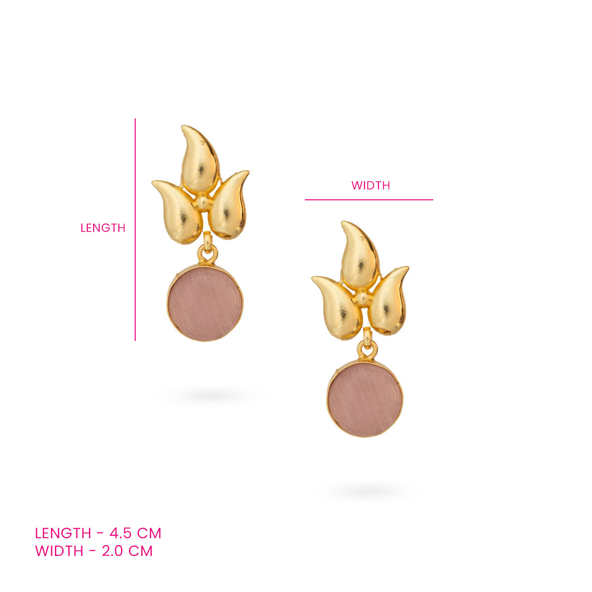 Elegant Gold Drop Earrings with Leaf and Circular Design