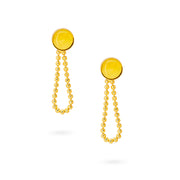 Gold Beaded Drop Earrings with Circular Stud