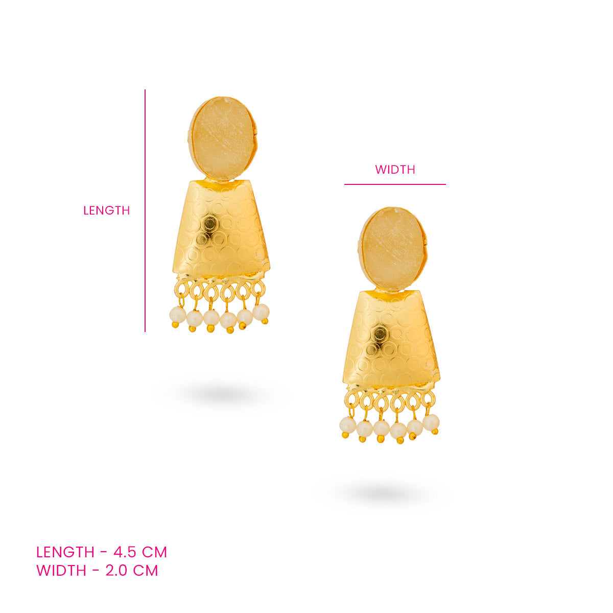 Gold-Plated Geometric Drop Earrings with Pearl Danglers