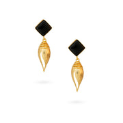 Gold-Plated Black Diamond Stud Drop Earrings