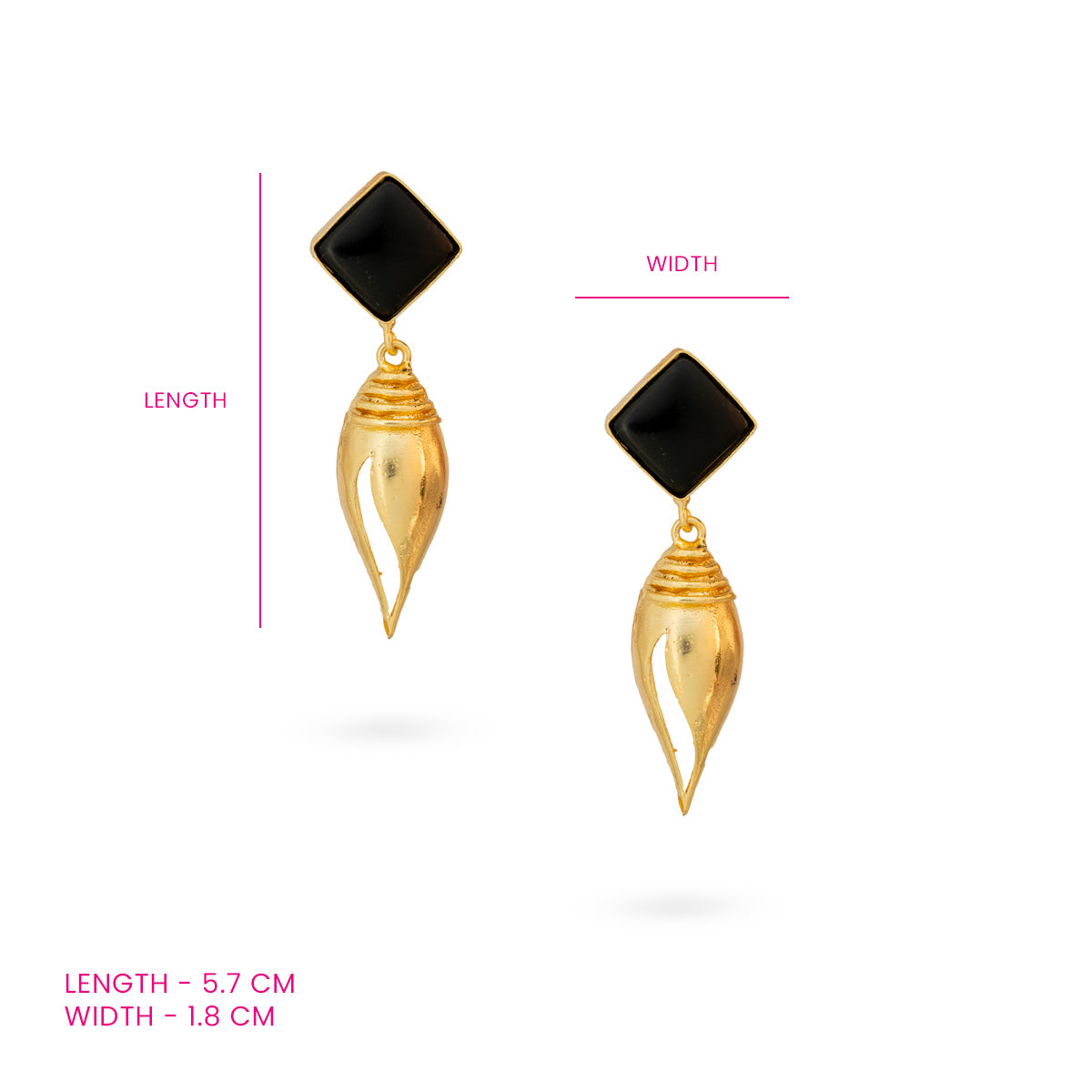 Gold-Plated Black Diamond Stud Drop Earrings