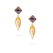 Gold-Plated Amethyst Diamond Stud Drop Earrings