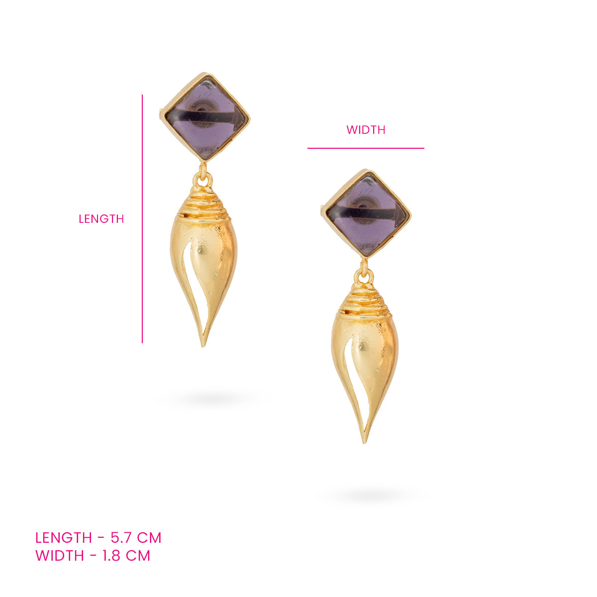 Gold-Plated Amethyst Diamond Stud Drop Earrings