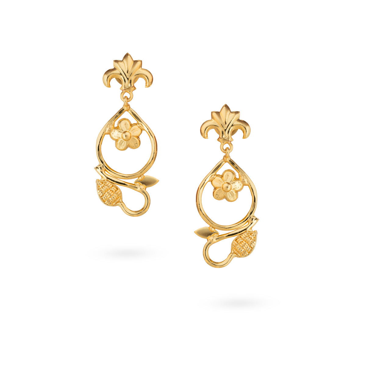 Gold-Plated Floral Drop Earrings